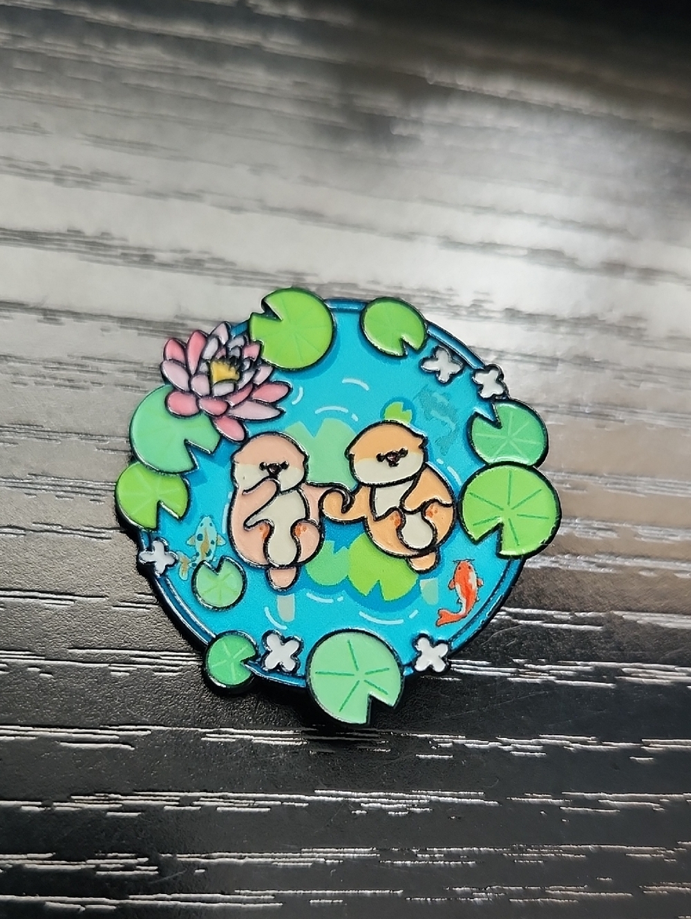 Otter Pond Enamel Pin With Fish
